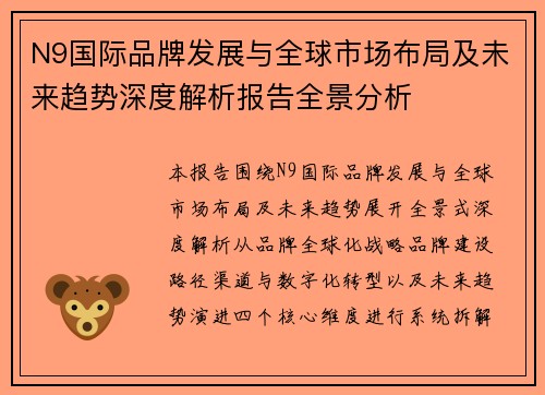 N9国际品牌发展与全球市场布局及未来趋势深度解析报告全景分析